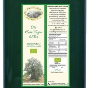 Olio Extravergine di Oliva Biologico 100% Italiano 1 latta da 3 Lt